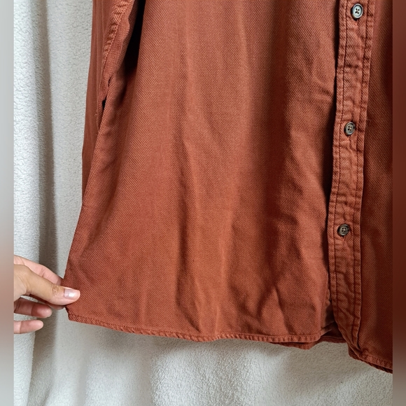 Men's Burnt Orange Ruff Hewn Long Sleeve Button Down Shirt - Picture 7 of 10